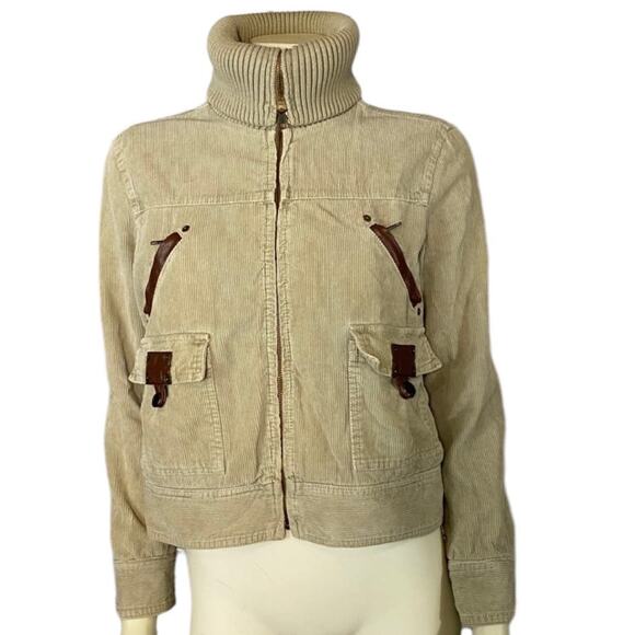 Zara TRF Retro corduroy Jacket w/ long knit turtleneck size large - Picture 1 of 12